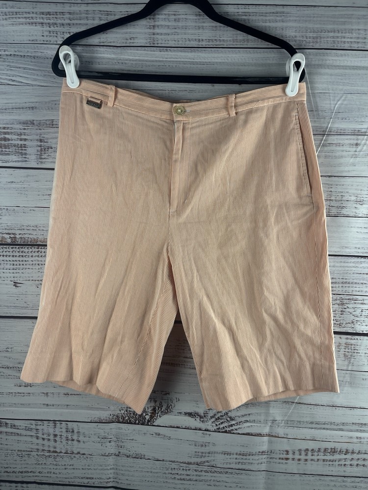 Lauren Ralph Lauren Active Orange striped capri pants women's 12 100% Cotton