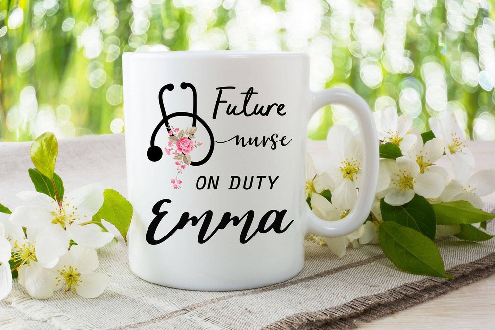 Taza de café personalizada enfermera futura enfermera de servicio