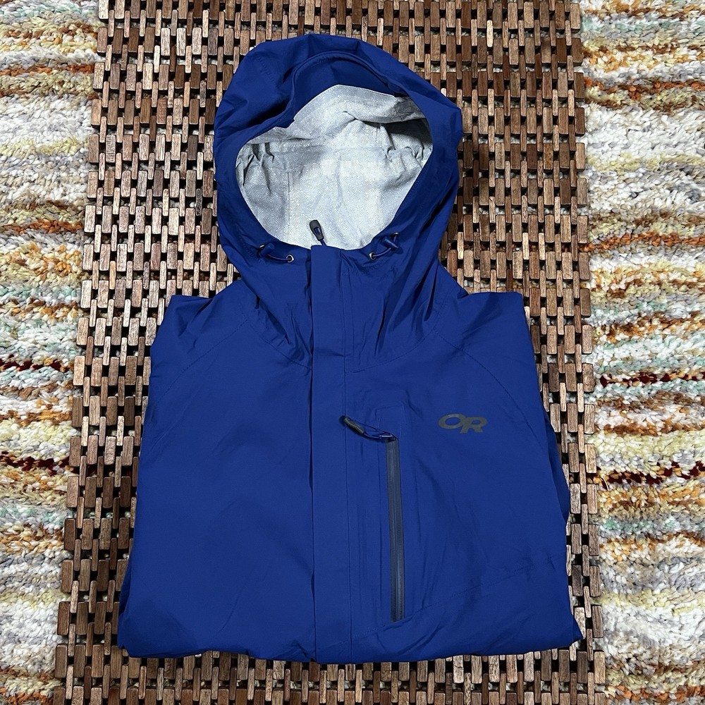 Outdoor Research Panorama Point Waterproof Shell Hoodie Hoody Jacket Blue Small