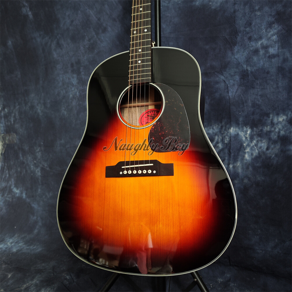Custom Shop J-45 Acoustic Guitar Solid Spruce Top Vintage Sunburst Hollow Body