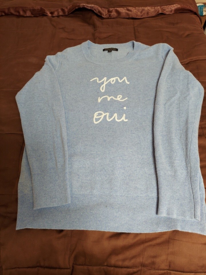 YOU ME OUI Navy Blue Italian Merino Wool Blend Pullover Sweater Women's Medium