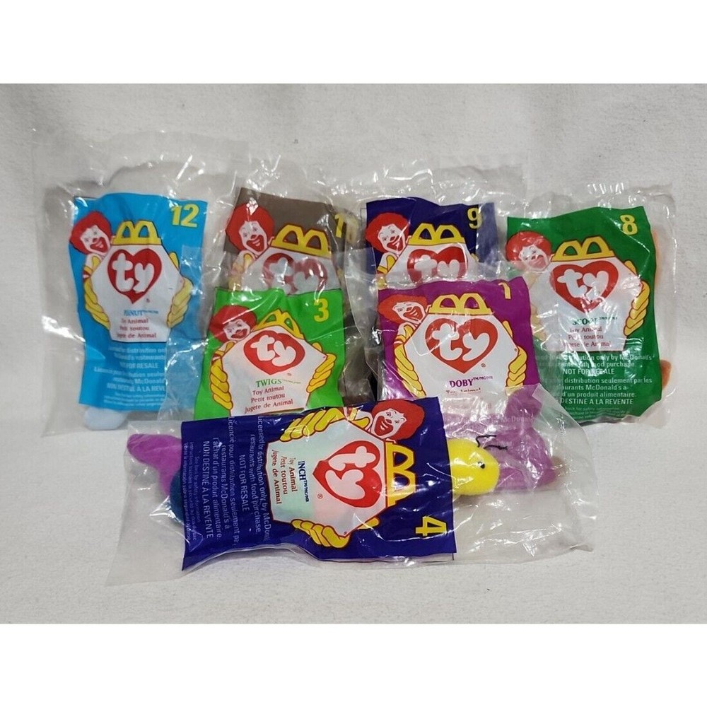 Set of 7 Vintage 1998 McDonald's Happy Meal Toy TY Beanie Babies - New/Sealed