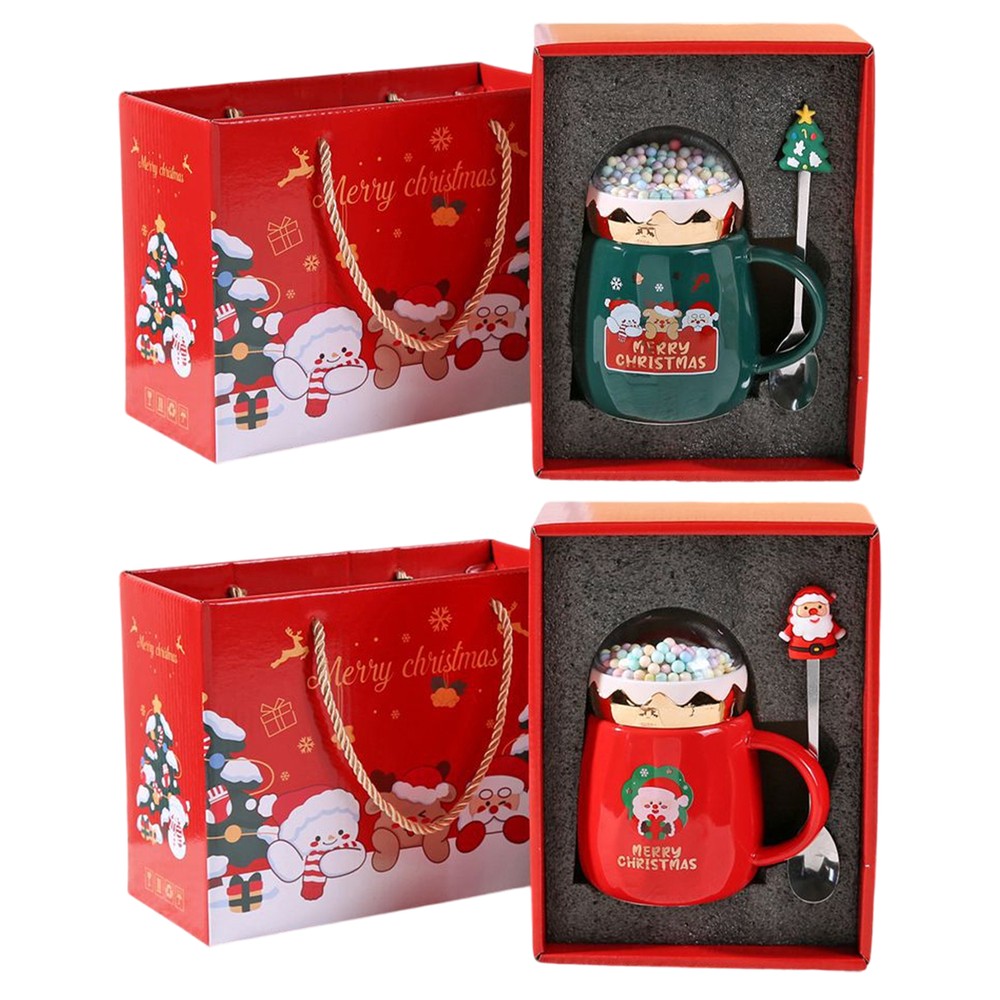 Christmas Mug 450Ml Ceramic Mug With Handle & Spoon,Gift Box & Bag Packaging
