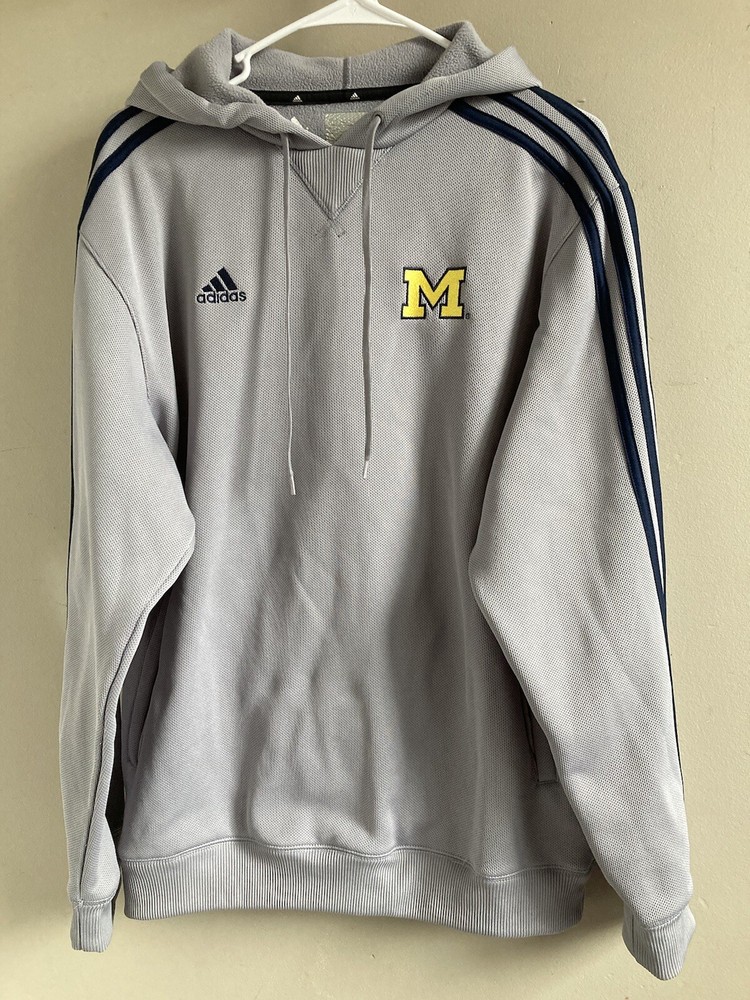 Adidas Michigan Wolverines Sweatshirt Mens Medium Gray Hooded Pullover Hoodie