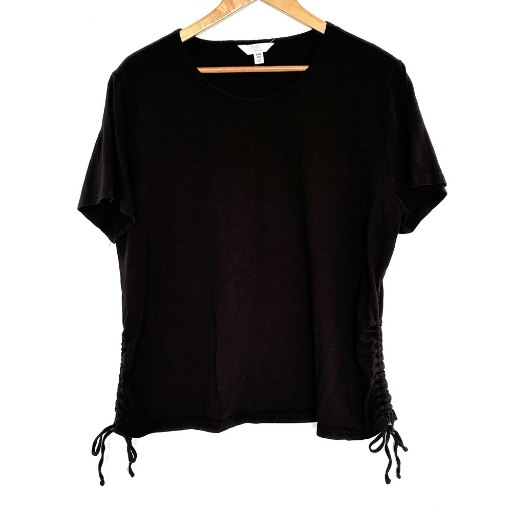 Time And Tru Shirt Women’s XXXL Black Cotton Short Sleeve Top
