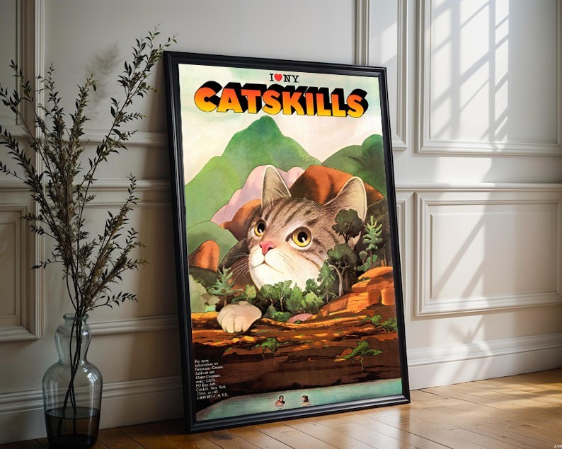 I Love NY Catskills Vintage Travel Illustration New York Poster
