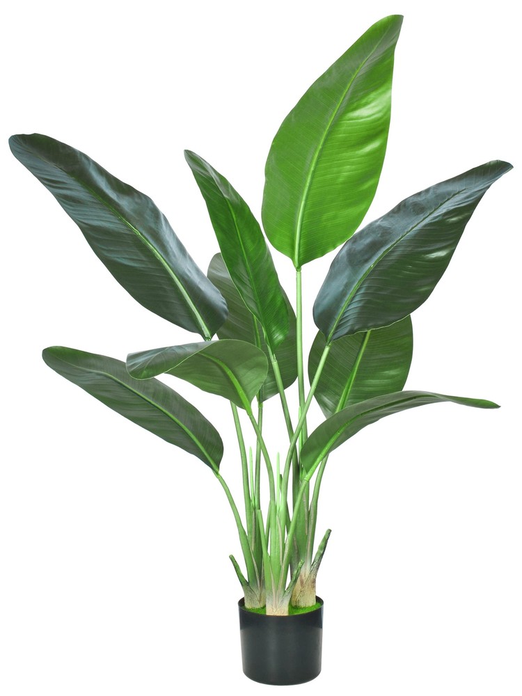 Artificial Bird of Paradise Potted Plant with Real Touch Faux Palm Tree  