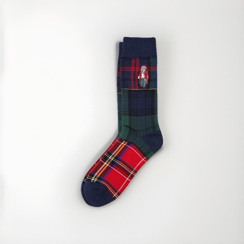 Polo Ralph Lauren Tartan Plaid Bear Trouser Ski Tournament Crew Socks NWT
