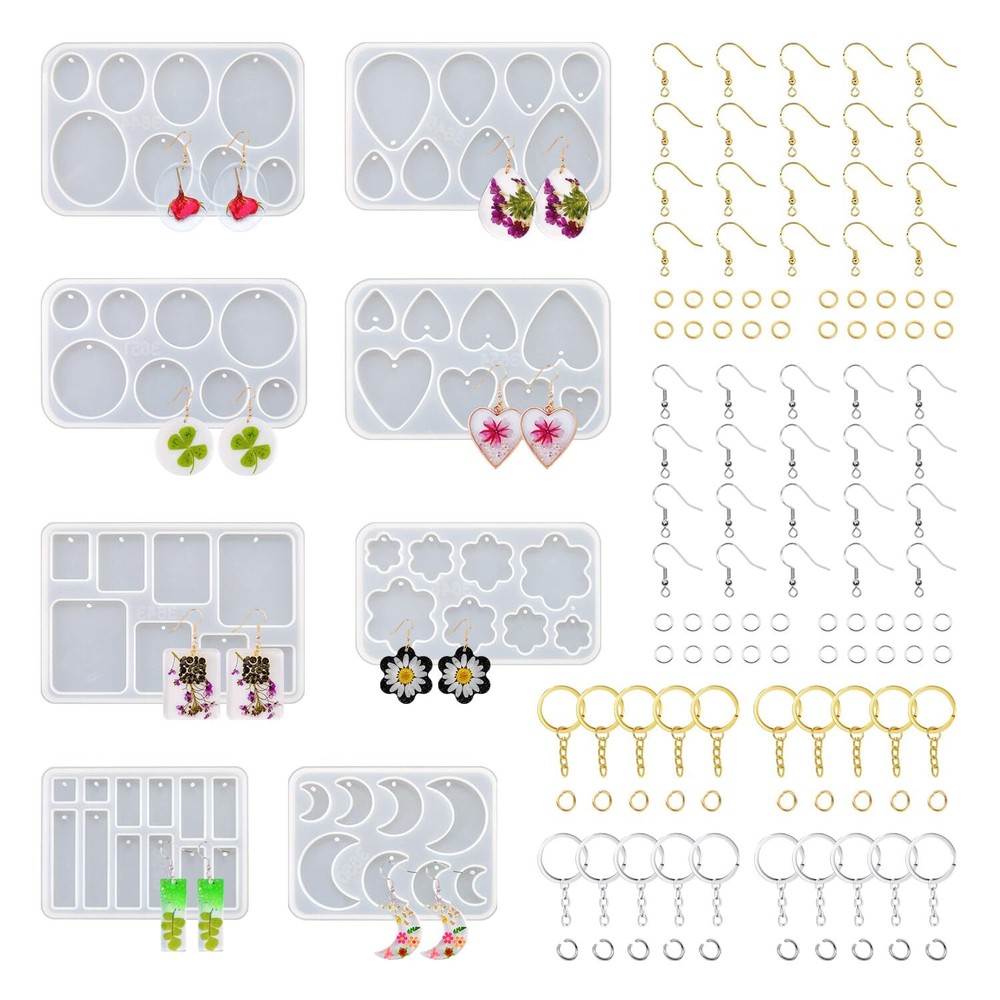 128-Piece UV Resin Earring Molds with Holes for DIY Jewelry Making
