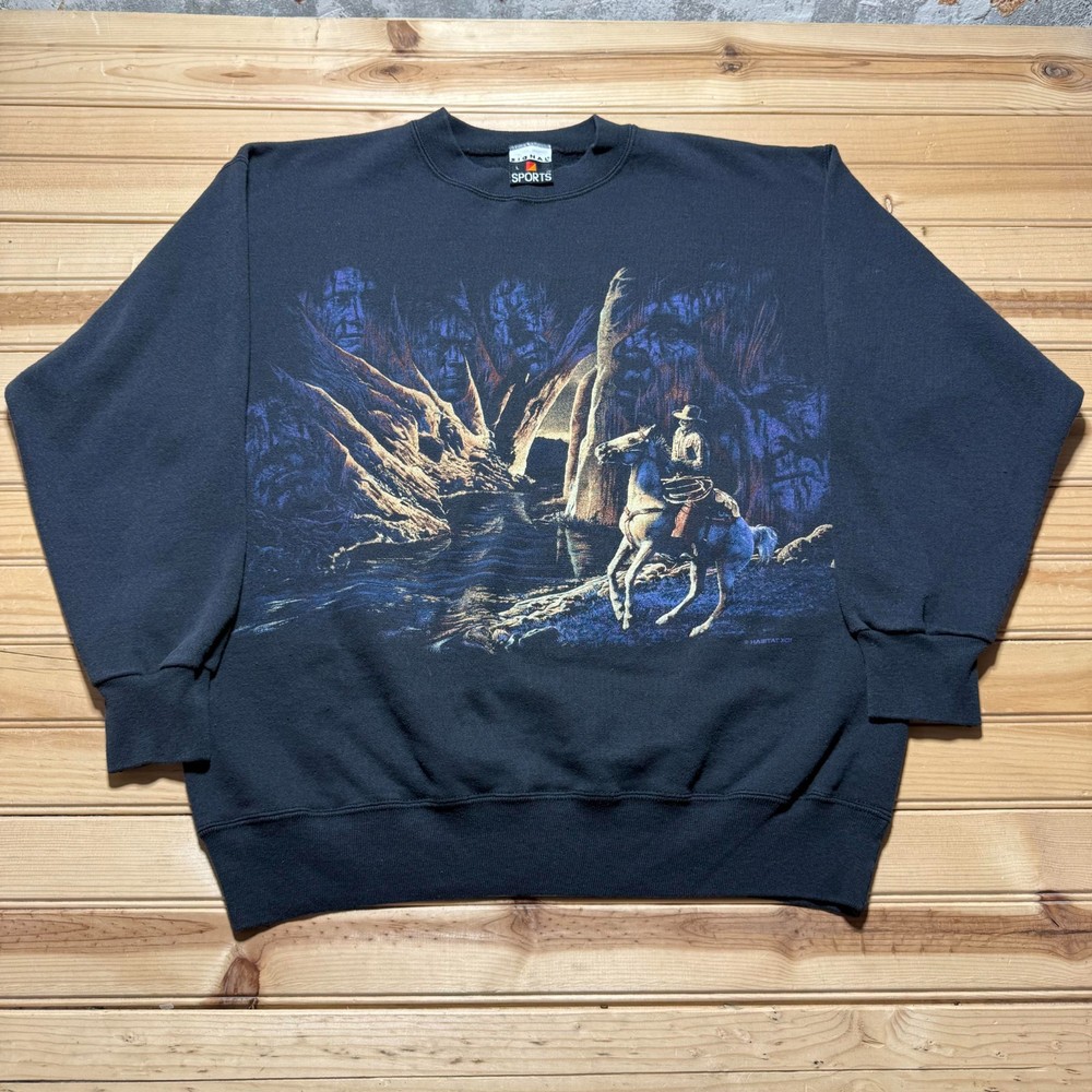 Vintage 90s Ghosts of The West Native American Cowboy Sweatshirt - Size Large
