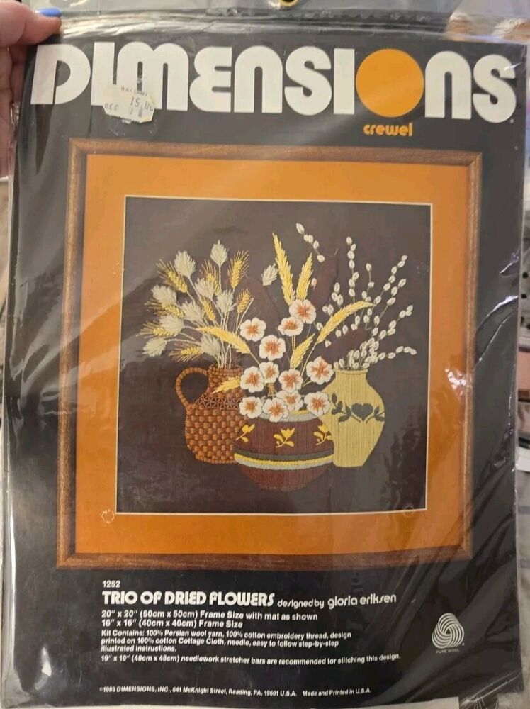 Dimensions Oriental Vase Crewel Kit 1324 Calla Lilies Gloria Eriksen Arrangement