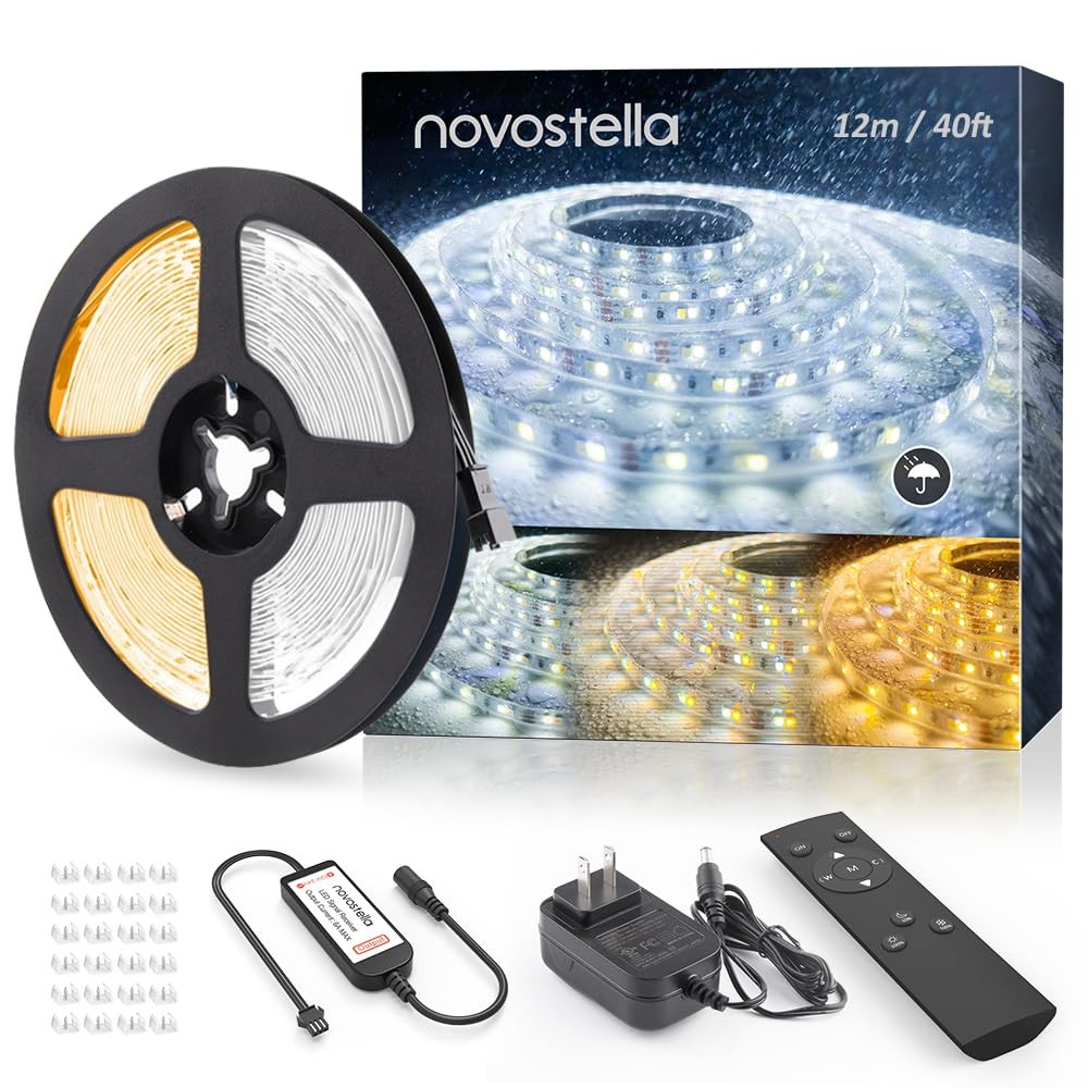 40ft Waterproof Tunable White Lights, Dimmable Flexible Rope Light 3000K-6500...