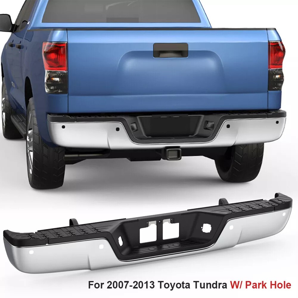 Chrome Rear Step Bumper Assembly For 2007-2013 Toyota Tundra w/ Sensor Holes