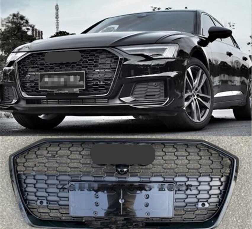 For Audi A6 S6 C8 Rs6 Style Front Bumper Black Honeycomb Grille Grill 2019-2023