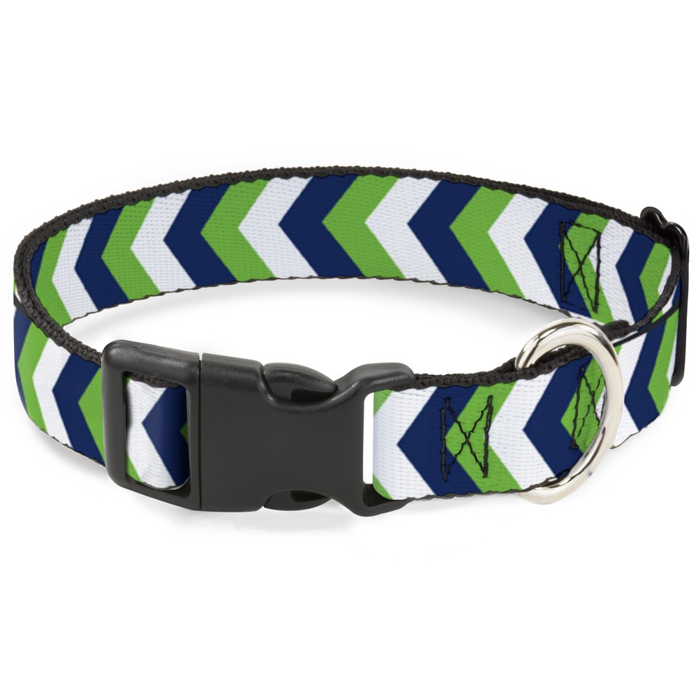 Plastic Clip Collar Chevron White/Bright Green/Navy NARROW-Large 9.5-14.5