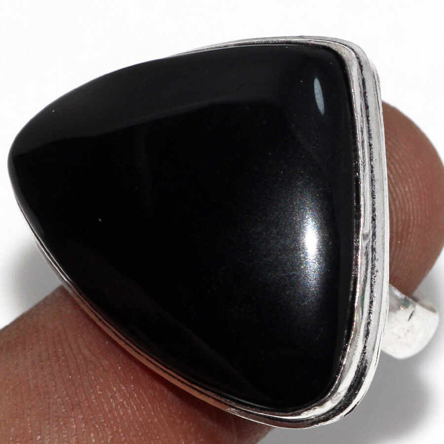 Black Onyx 925 Silver Plated Gemstone Handmade Ring US 10 Exquisite Jewelry JW