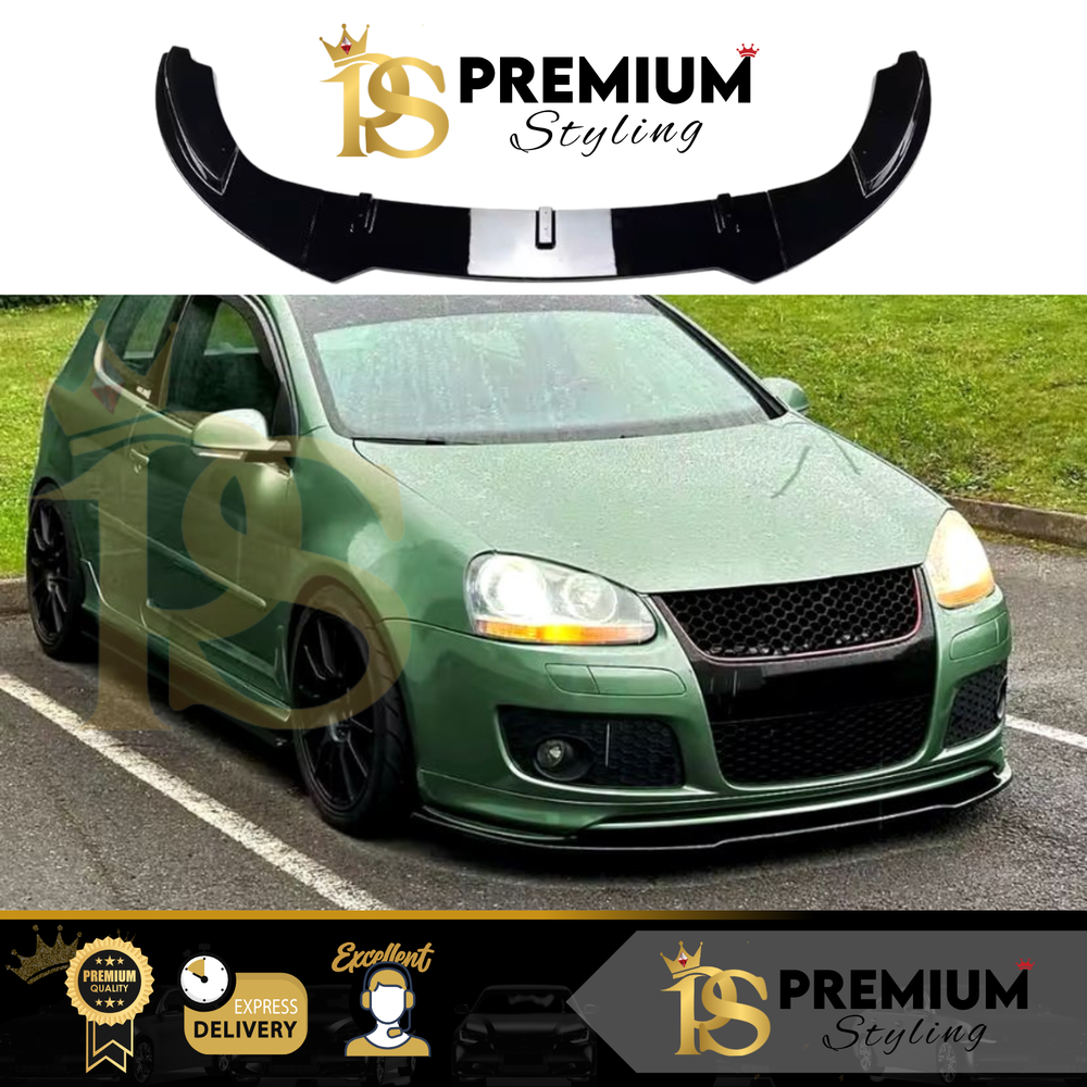 VW Golf MK5 GTI GT TDI Gloss Black Front Splitter Spoiler Lip Body Kit 2003-2008