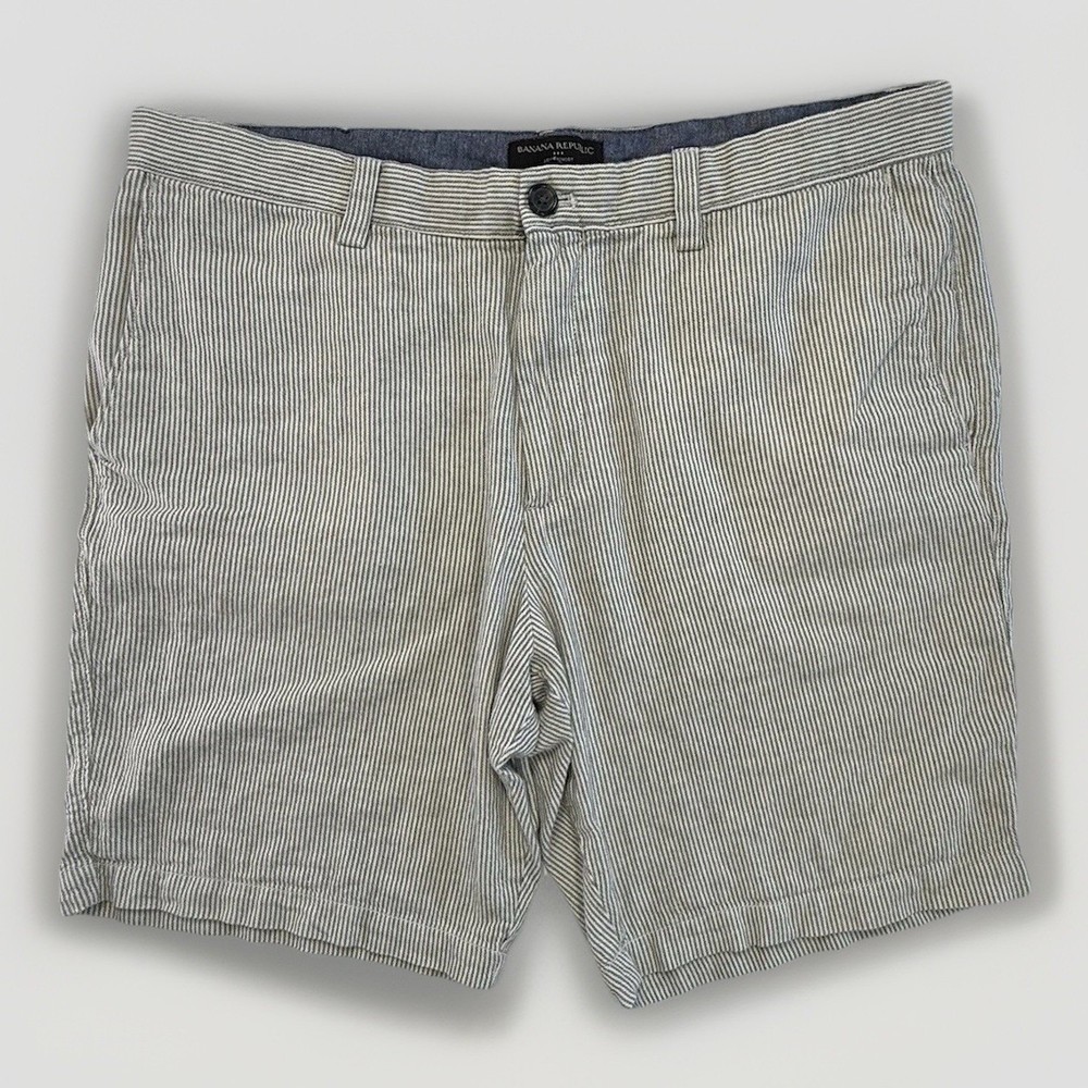Banana Republic Linen Cotton Aiden Striped Mens Shorts Sz 36 Bermuda Preppy City