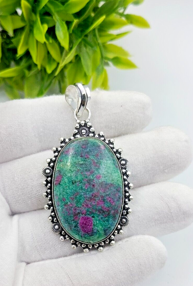 Natural Ruby Kyanite Gemstone Pendant in 925 Sterling Silver Locket