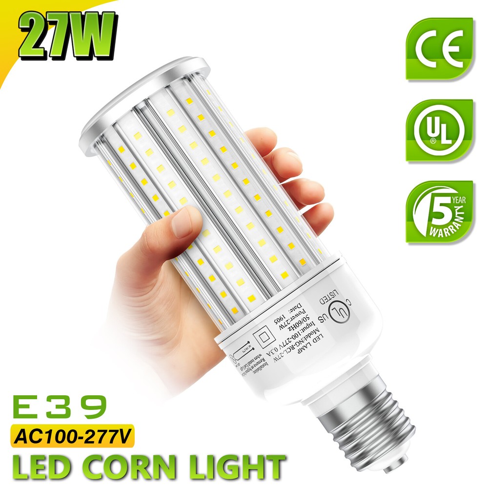 27W LED Corn Light Bulb E39 Mogul Warehouse High Bay Shop Light 5000K Daylight