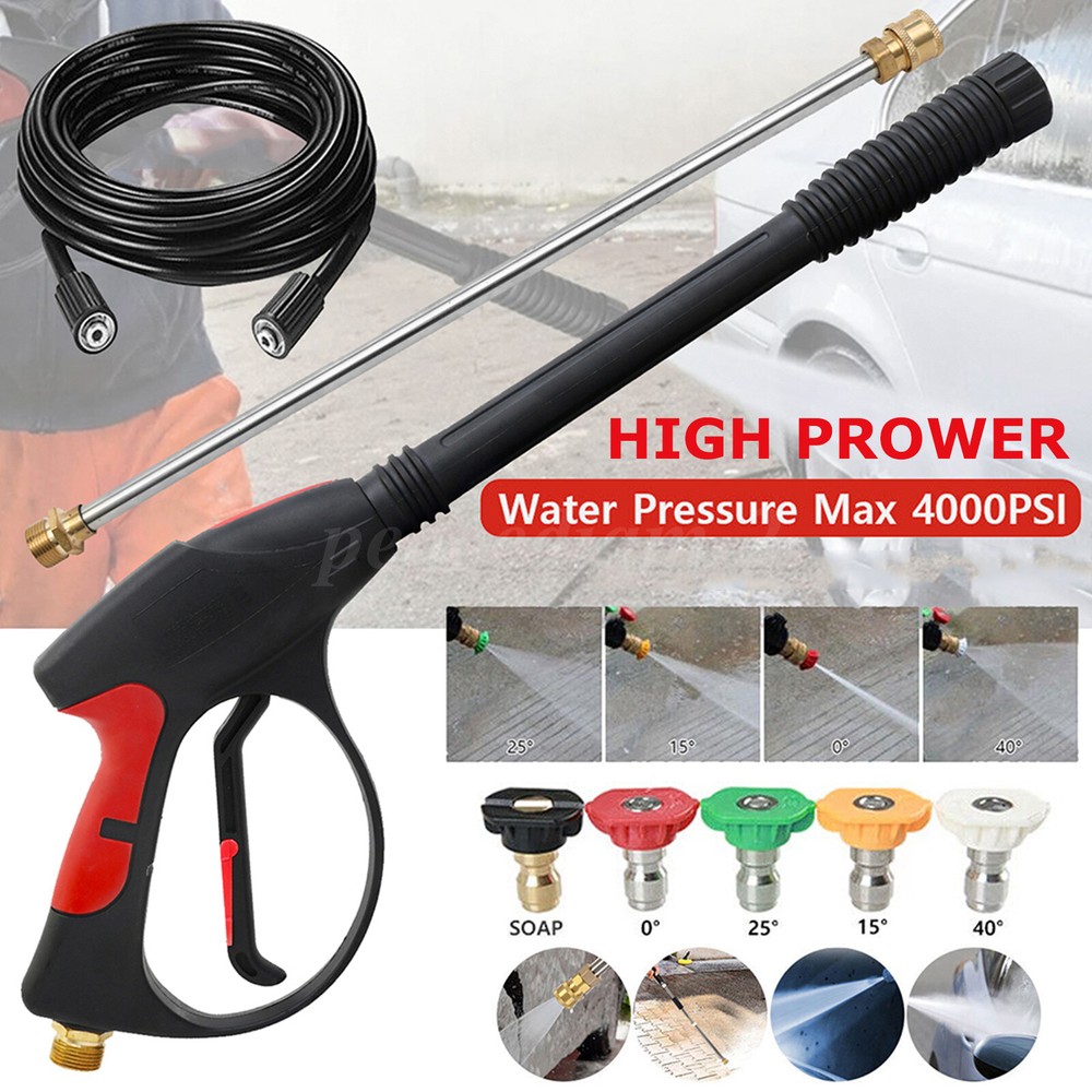 4000PSI High Pressure Car Power Washer Gun Spray Wand Lance Nozzle and Hose Kit