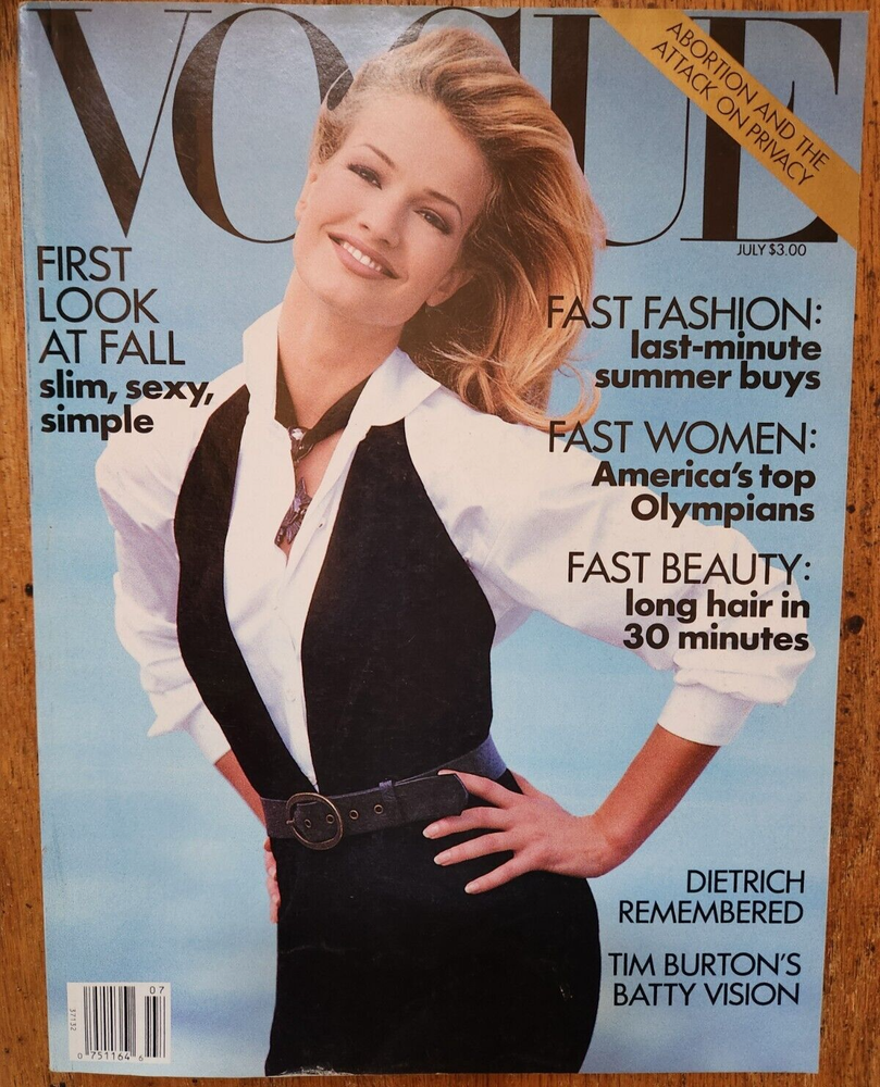 Vintage Vogue Magazine July 1992  Karen Mulder Marlene Dietrich Claudia Schiffer