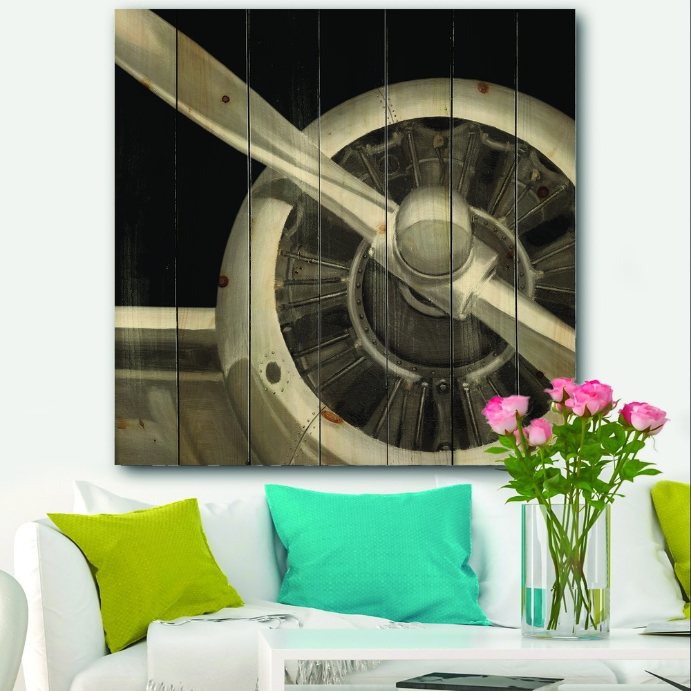 Designart 'Travel by Air Grey Plane' Vintage Transportation  Small