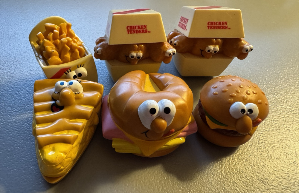Vintage 1990 Burger King Lickety Splits Hallmark Food Toys Complete 6-Piece Set