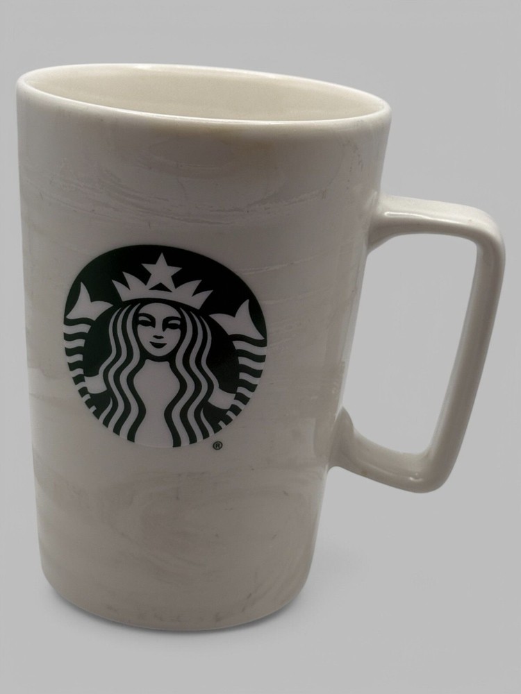 Starbucks 2020 White Marble Ceramic Mug 15oz Bone China Square Handle Coffee Cup