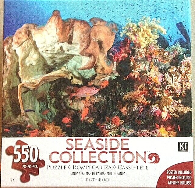 Banda Sea 550-Piece Jigsaw Puzzle 18x24 Vibrant Coral Reef Fish