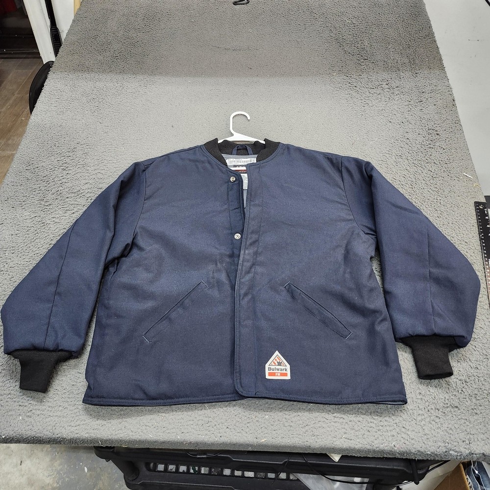 Bulwark Jacket Mens XL Blue FR Bomber Flame Resistant Snap Insulated Workwear