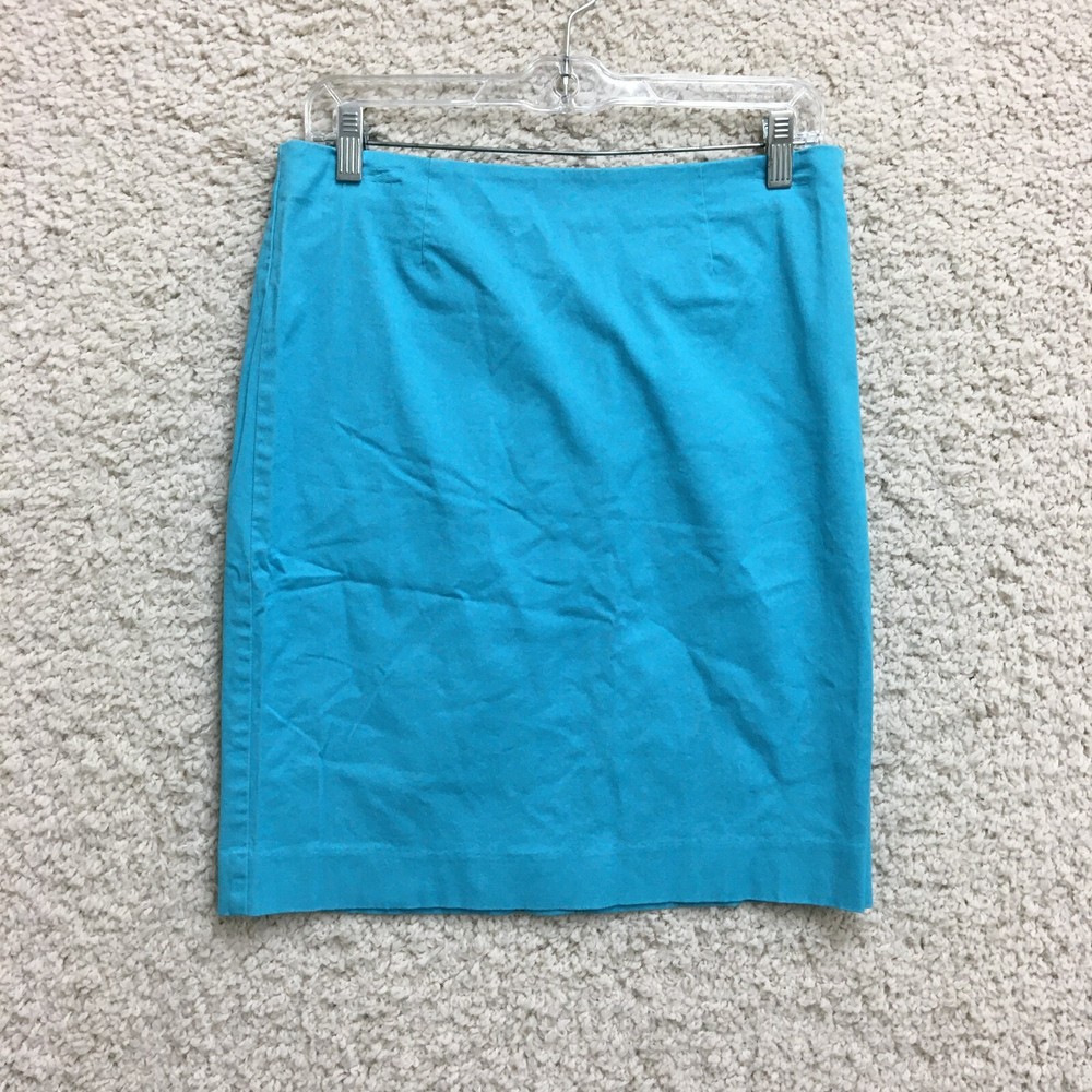 J Jill Skirt 6 Adult Blue Mini Straight Pencil Fitted Stretch Casual Womens