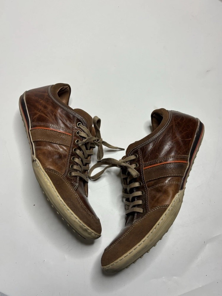 Dune London MEN'S US 11 EU 44 LACE UP SNEAKER SHOES BROWN LEATHER Y2K STREETWEAR