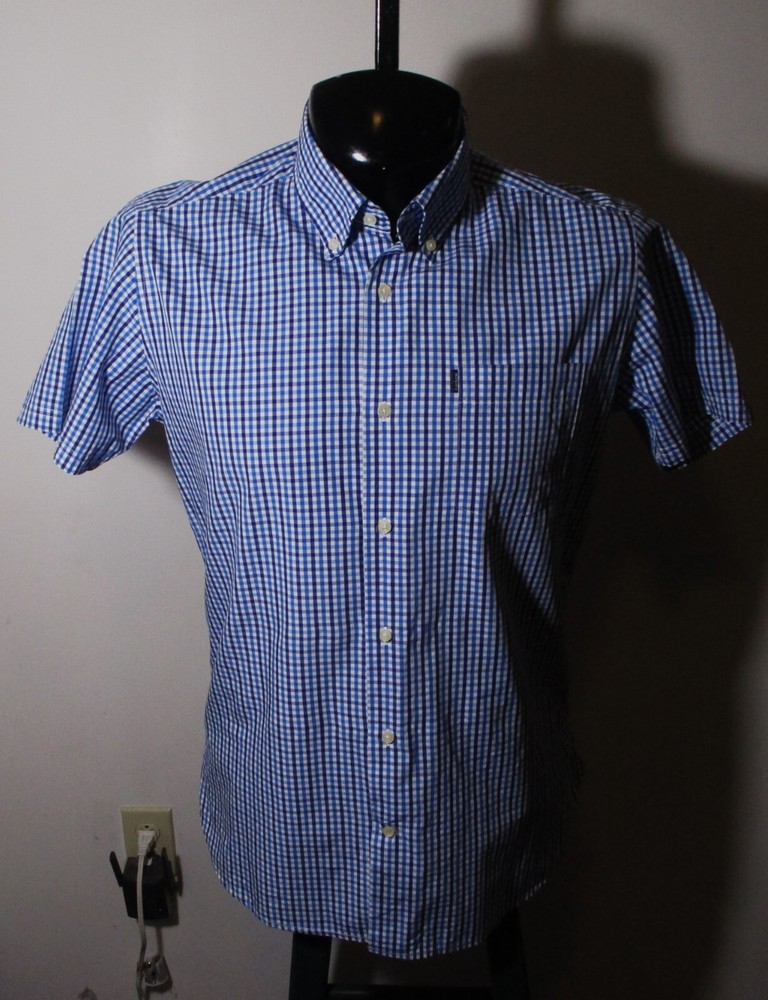 Men's BARBOUR Blue Short Sleeve Shirt Size M