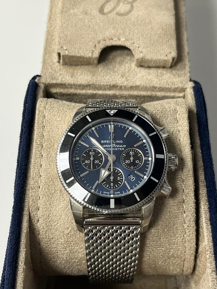 Breitling Superocean Heritage B01 Chrono 44mm Blue Dial Steel Bracelet