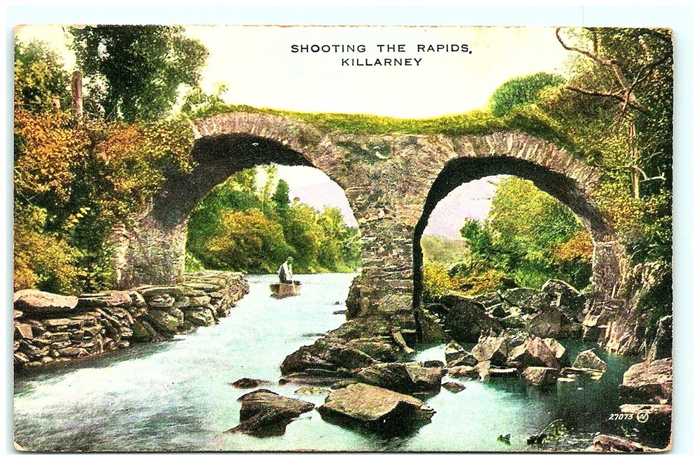 S02-3583, SHOOTING THE RAPIDS, KILLARNEY, VINTAGE POSTCARD
