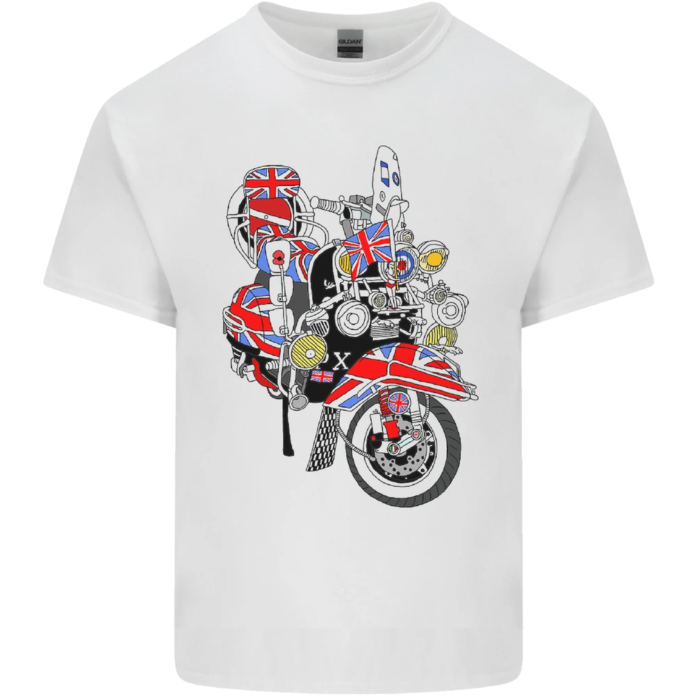 Union Jack MOD Scooter British Flag Bike Cotton T-Shirt for Men