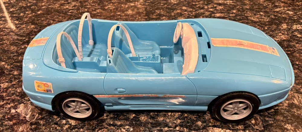 Vintage Barbie 1997  Ford Mustang Toy Convertible Car Blue Mattel #65032