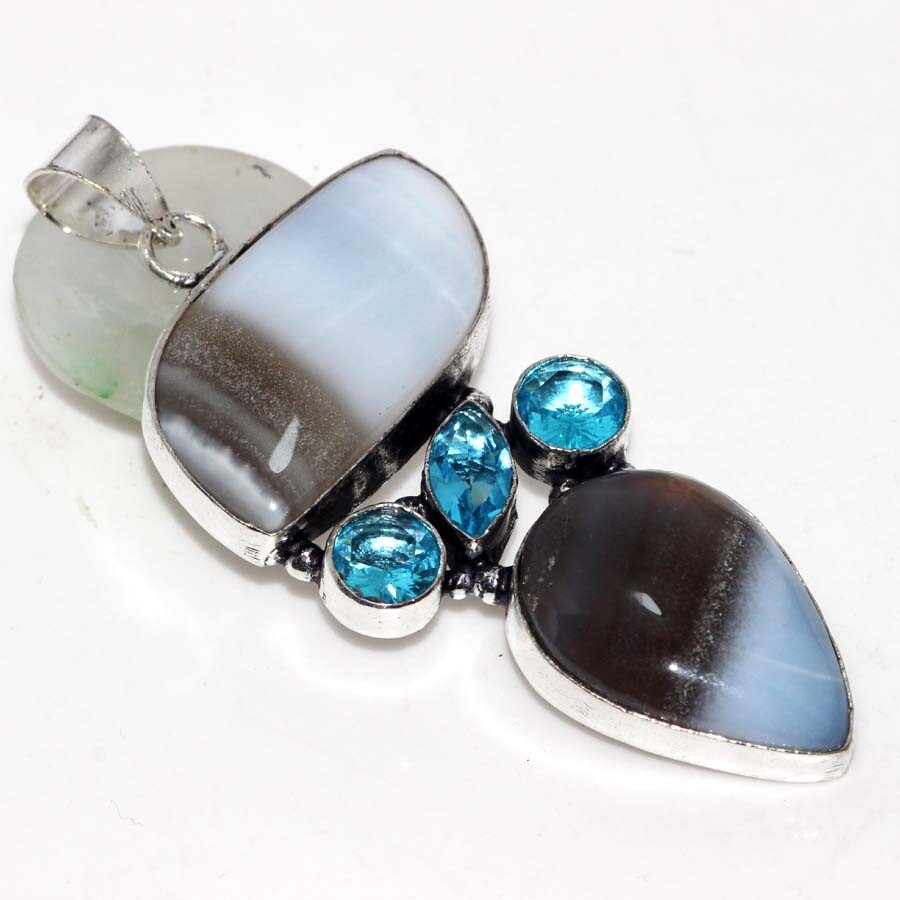 Owhyee Blue Opal Blue Topaz Gemstone Pendant 2.6