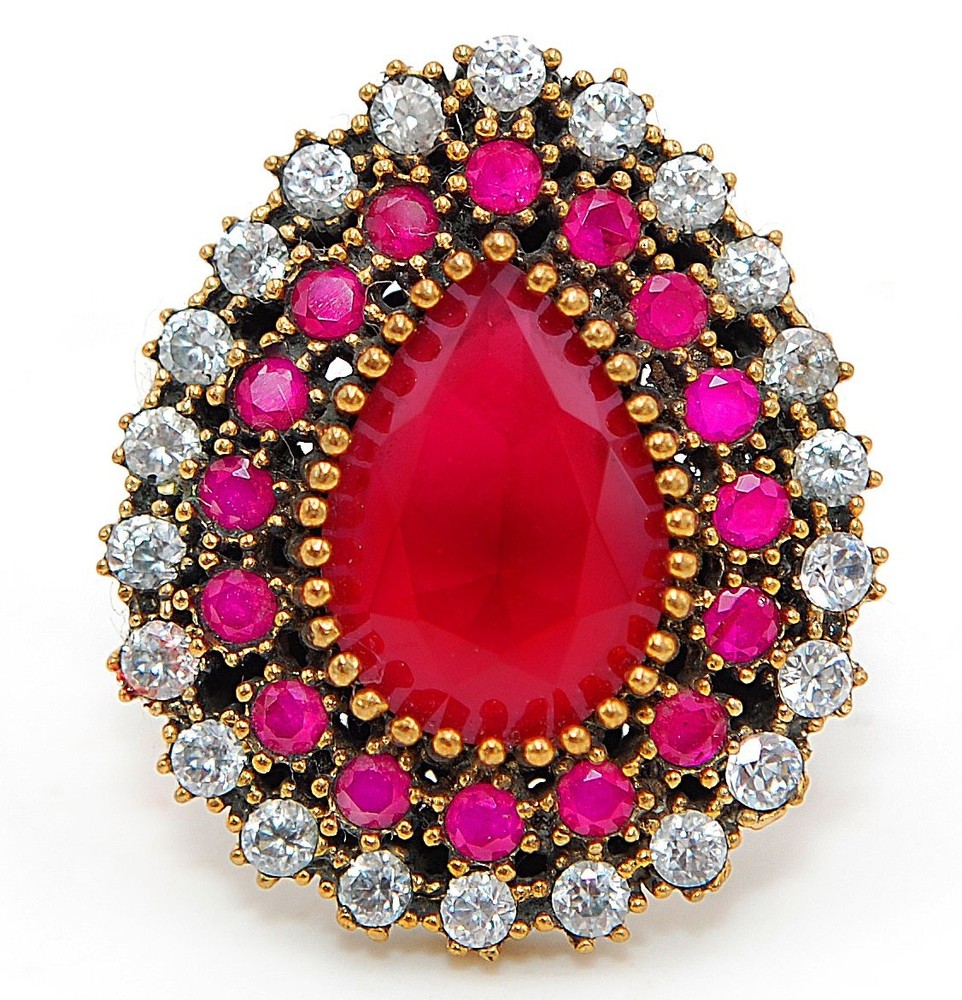 Exquisite 4CT Fire Garnet Ring in Ottoman Style 925 Sterling Silver Size 7 TT1