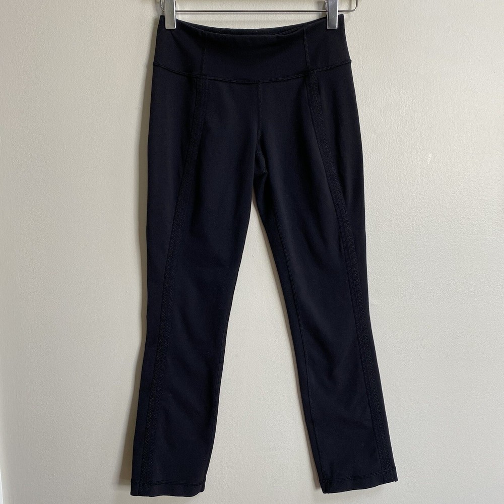 Lulmon Wunder Under Black Striped Crop Leggings Size 4