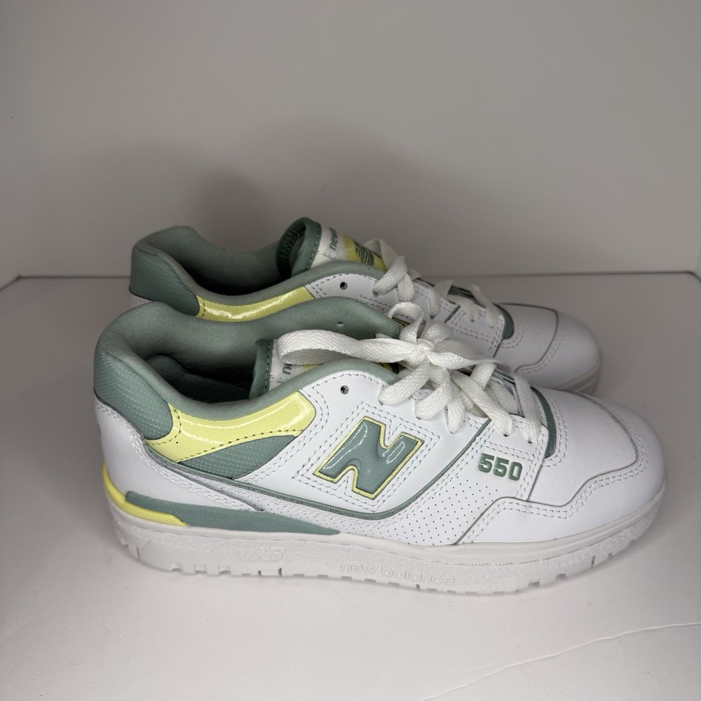 New Balance 550 Sneakers Womens 7B White/Salt Marsh/Limelight BBW550EB