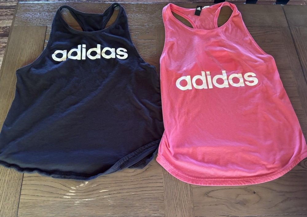 adidas Women's Racerback Tank Top Black Pink M Activewear Sleeveless Pullover