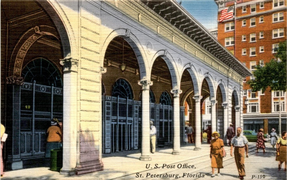 U. S. Post Office, St. Petersburg, Florida, Tichnor Quality Views, T Postcard