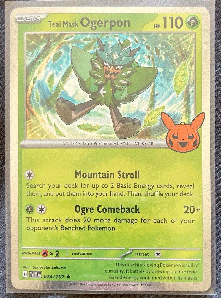 Pokémon TCG Halloween Trick Or Trade 2024 Teal Mask Ogerpon #24/167 Cosmos Rare