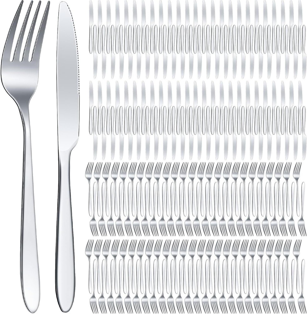 150 Pcs Stainless Steel Set Include 75 Dinner Forks and 75 Knives
