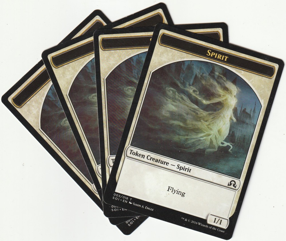 ✪ 4 MAGIC The Gathering SPIRIT White Creature Tokens MTG TOKEN PLAYSET EXCELLENT