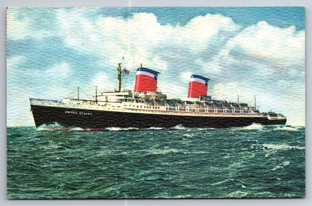 SS United States Trans Atlantic Liner Cruise Ship East Coast C1930 Postcard G4