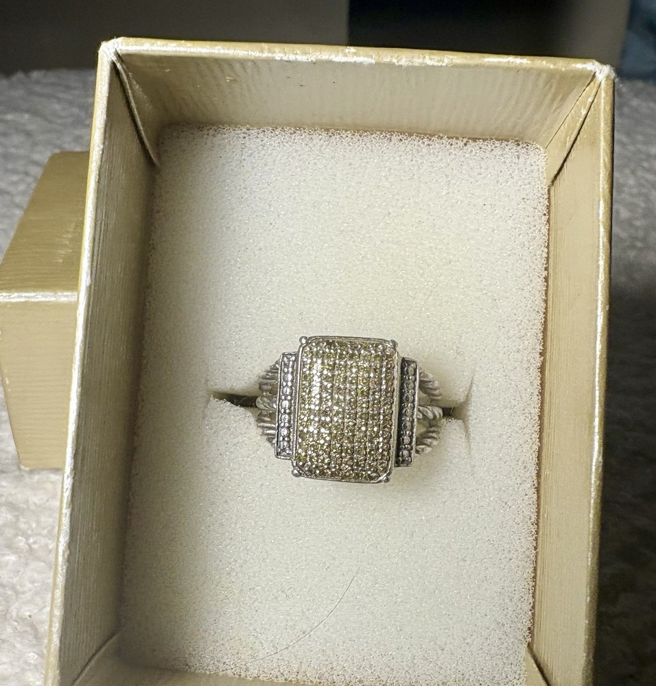Sterling Silver .46ctw Diamond Rectangular Cushion Ring Size 7