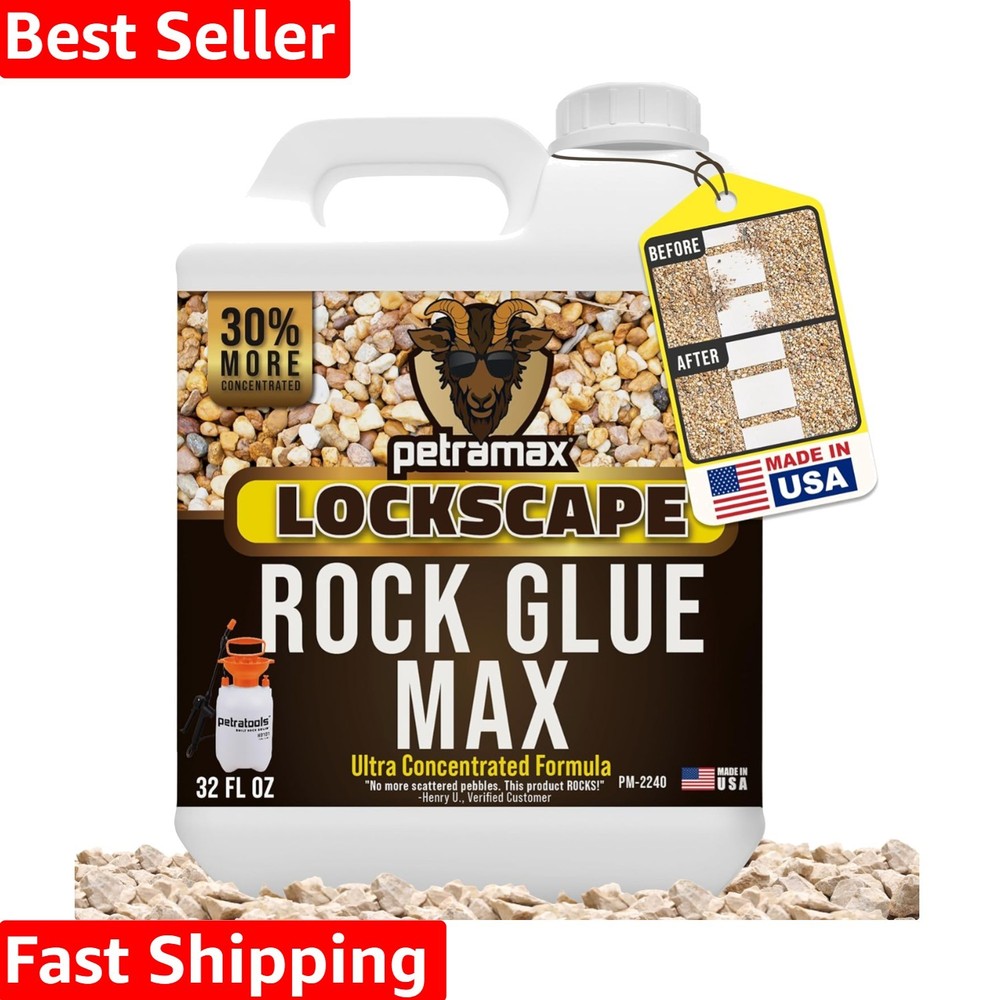 32oz Max Rock Glue - Water Resistant Gravel Binder for Beautiful Landscapes
